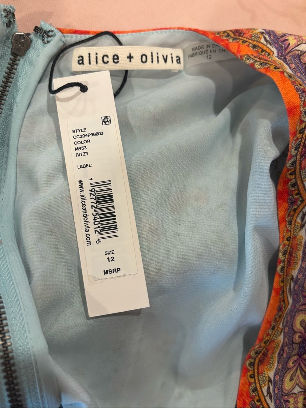 NWT Alice + Olivia Ritzy Multi Print Tiered Mini Dress Size 12 - Picture 2 of 5